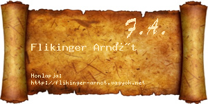 Flikinger Arnót névjegykártya